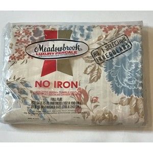 Vintage Meadowbrook No Iron‎ Full Flat Sheet Floral Print New/Old Stock